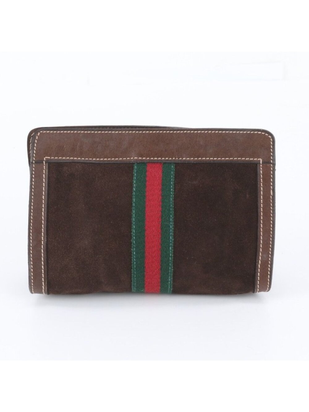 Gucci Sherry Line Leather Clutch Pouch Business Brown